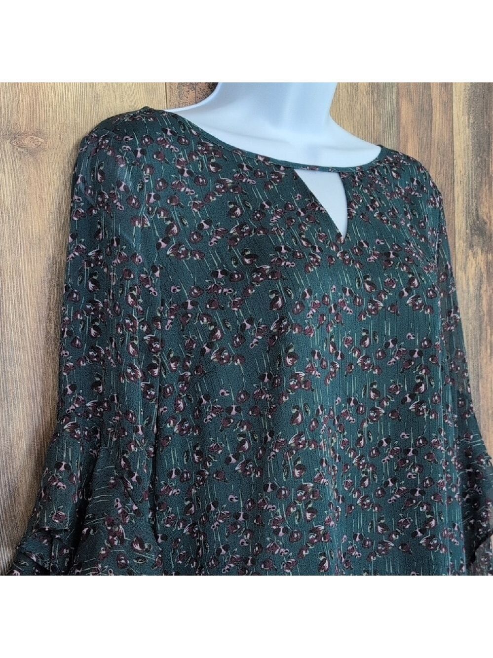 Grace & Lace Dark Green Patterned Blouse S                                  L117